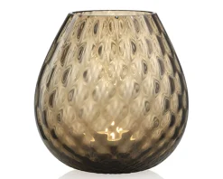 Vaso portacandela macramè l vetro di murano marrone Nasonmoretti