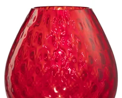 Vaso portacandela macramè l vetro di murano rosso Nasonmoretti