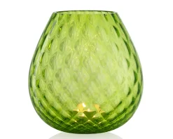 Vaso portacandela macramè l vetro di murano verde acido Nasonmoretti