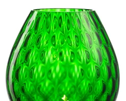 Vaso portacandela macramè l vetro di murano verde pino Nasonmoretti