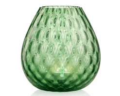 Vaso portacandela macramè l vetro di murano verde soraya Nasonmoretti