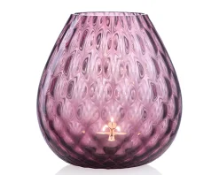 Vaso portacandela macramè l vetro di murano viola Nasonmoretti