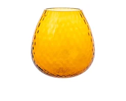 Vaso portacandela macramè xl vetro di murano ambra Nasonmoretti