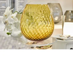 Vaso portacandela macramè xxl vetro di murano ambra Nasonmoretti