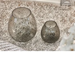 Vaso portacandela macramè xxl vetro di murano grigio Nasonmoretti