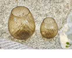 Vaso portacandela macramè xxl vetro di murano marrone Nasonmoretti
