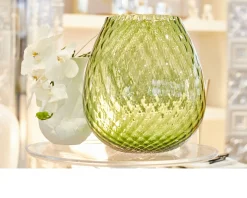 Vaso portacandela macramè xxl vetro di murano verde soraya Nasonmoretti