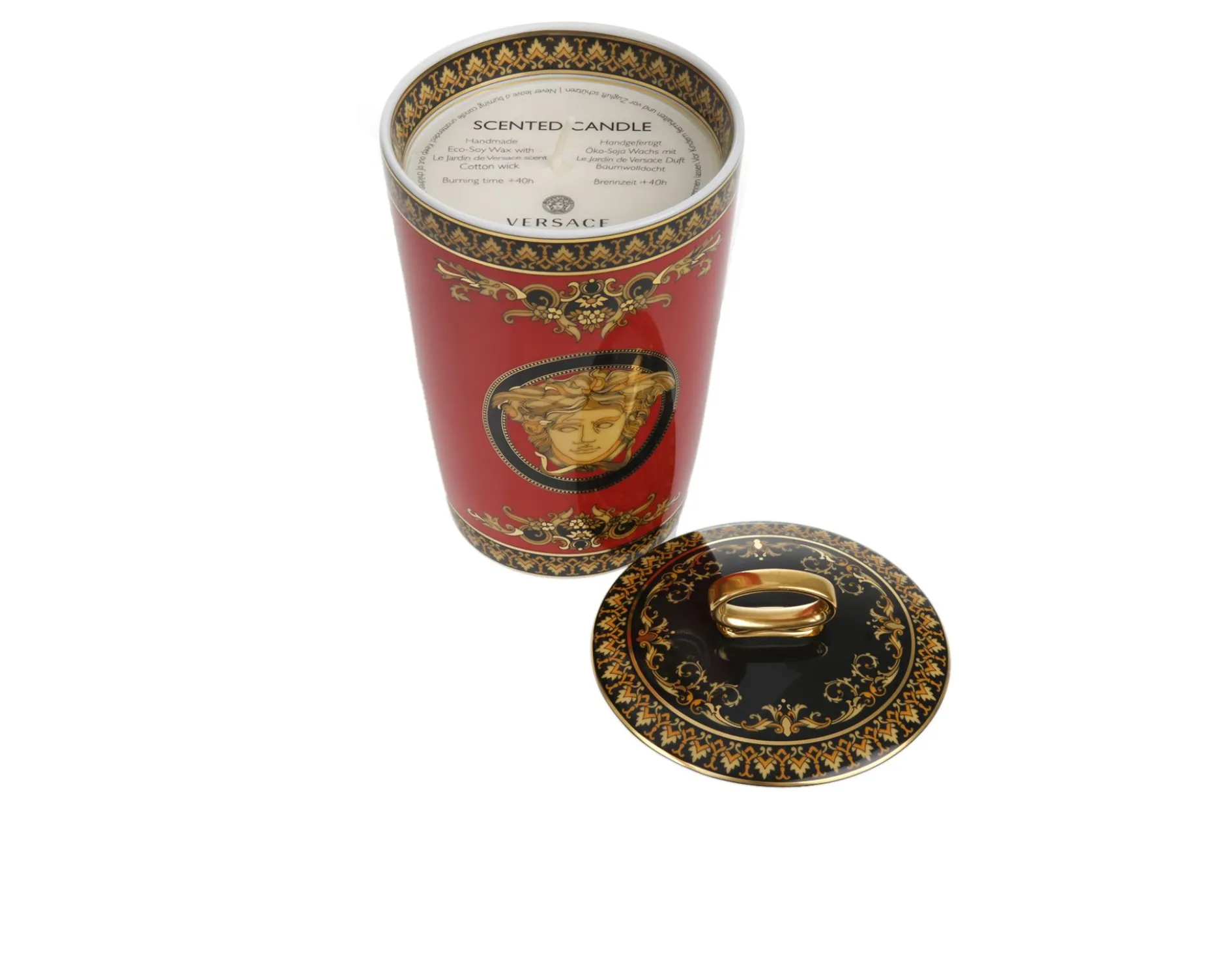 Vaso portacandela medusa porcellana con coperchio e candela Versace