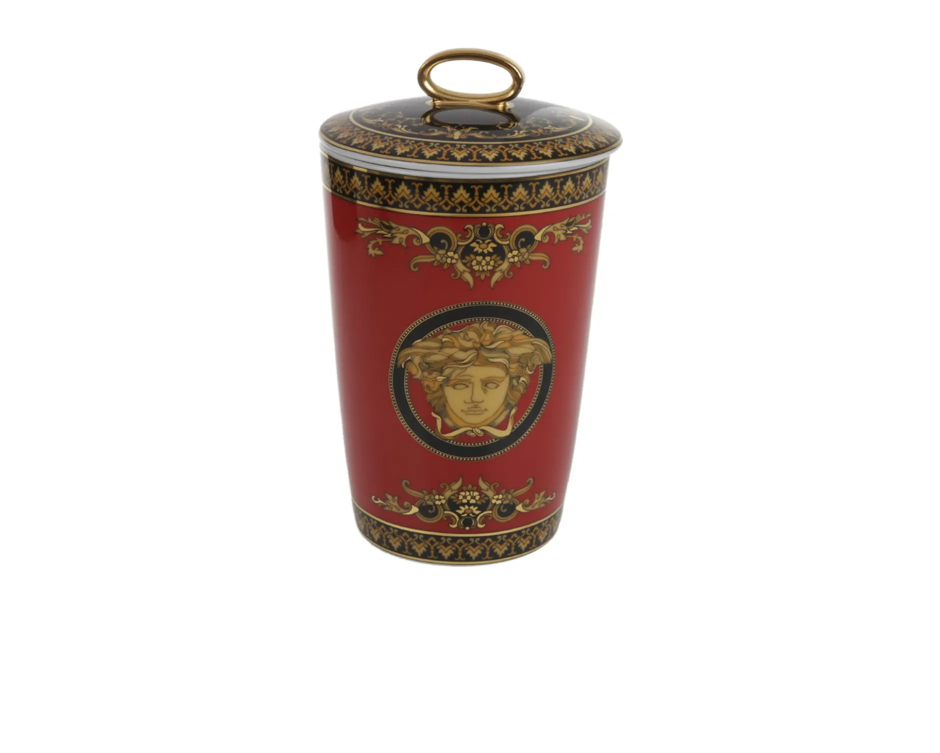 Vaso portacandela medusa porcellana con coperchio e candela Versace