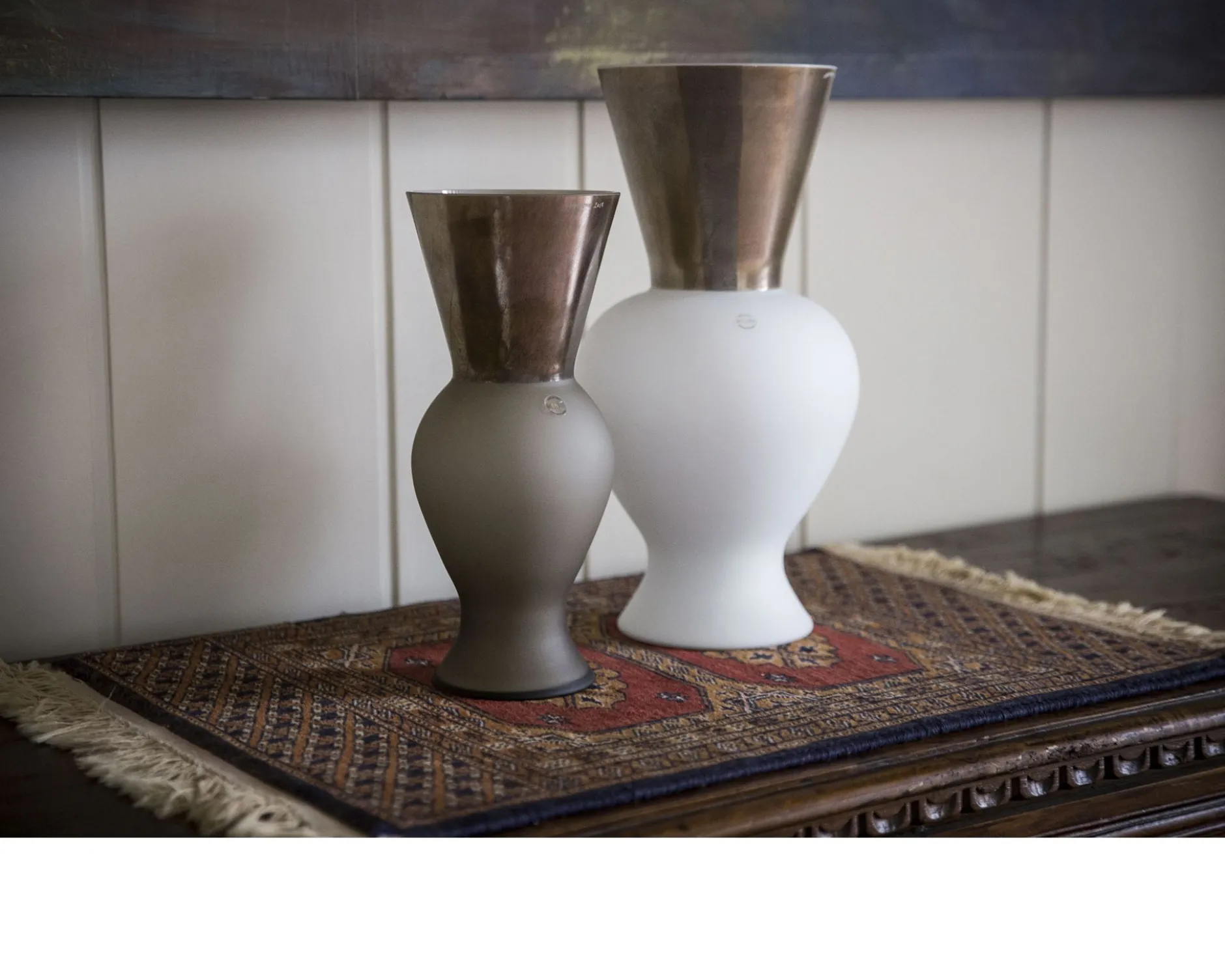 Vaso re vetro di murano lattimo Venini