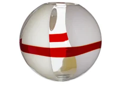 Vaso sfera vetro di murano grigio avorio rosso Carlo moretti