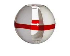 Vaso sfera vetro di murano grigio avorio rosso Carlo moretti