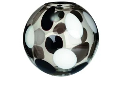 Vaso sfera vetro di murano latte nero grigio Carlo moretti
