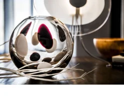 Vaso sfera vetro di murano latte nero grigio Carlo moretti
