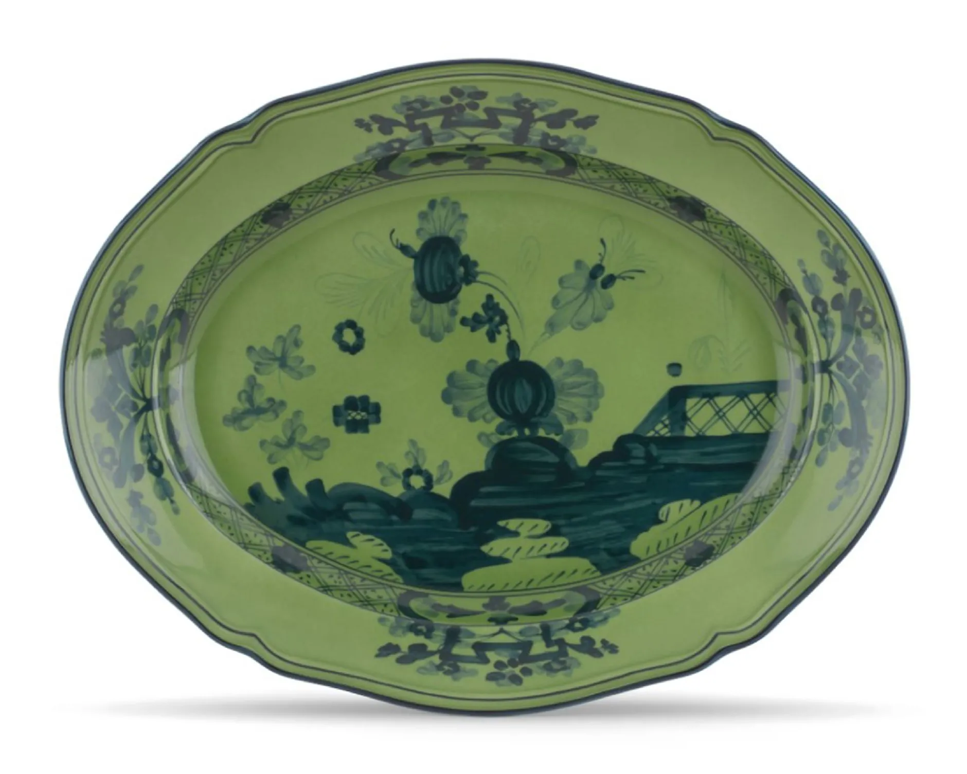 Vassoio ovale oriente italiano malachite porcellana Richard ginori