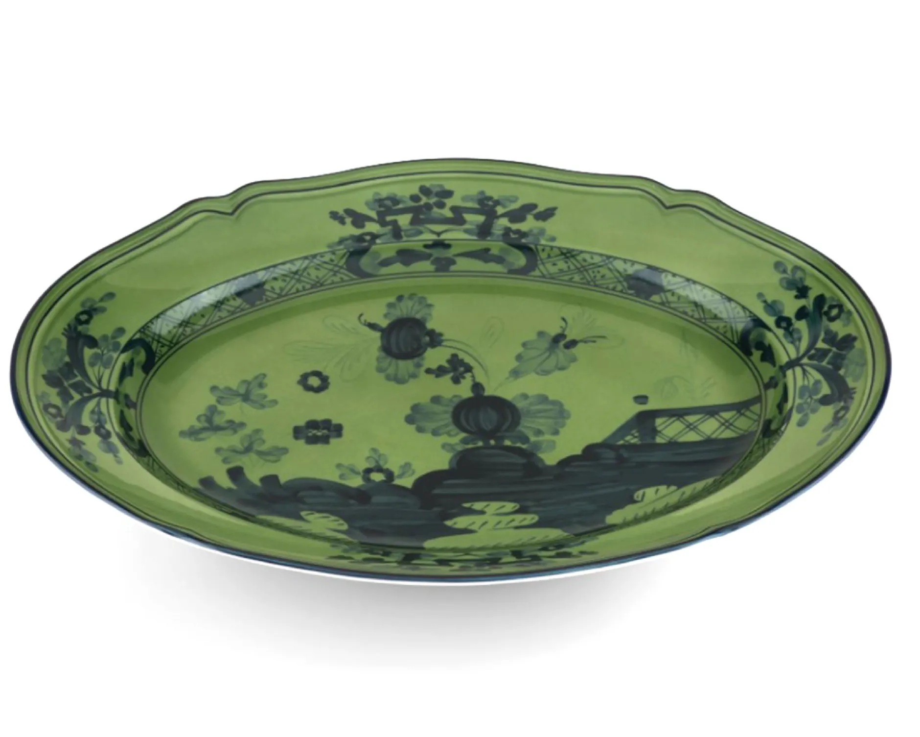 Vassoio ovale oriente italiano malachite porcellana Richard ginori