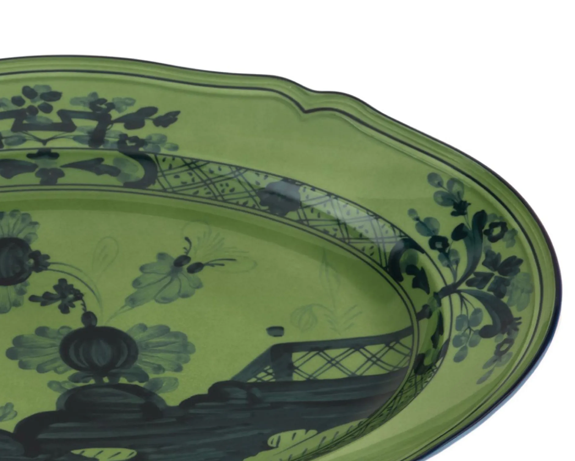 Vassoio ovale oriente italiano malachite porcellana Richard ginori