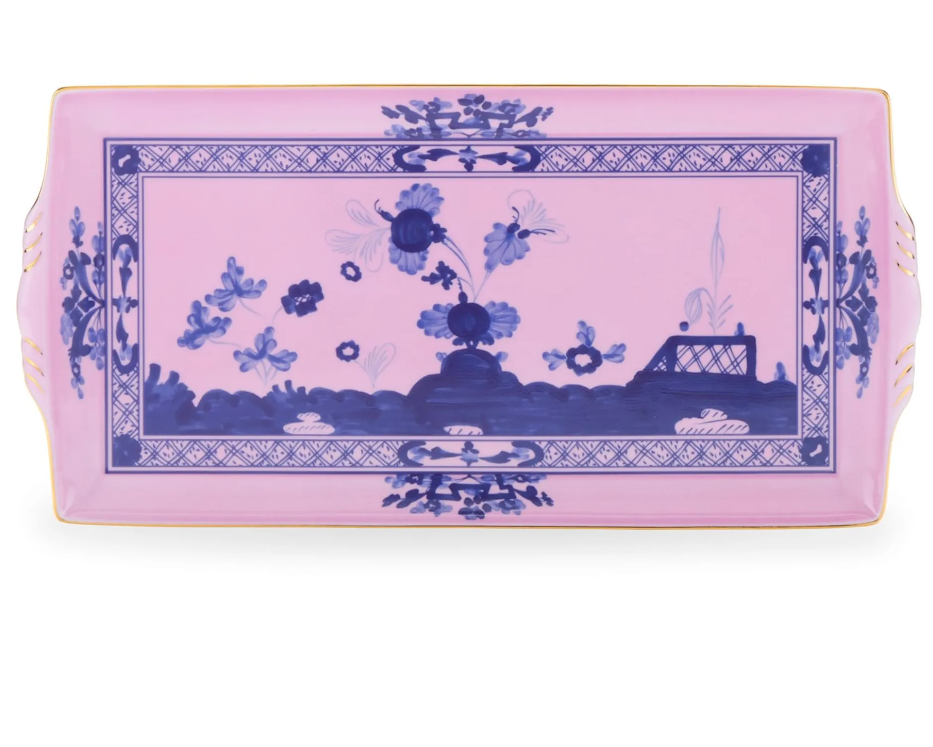 Vassoio rettangolare oriente italiano azalea porcellana Richard ginori