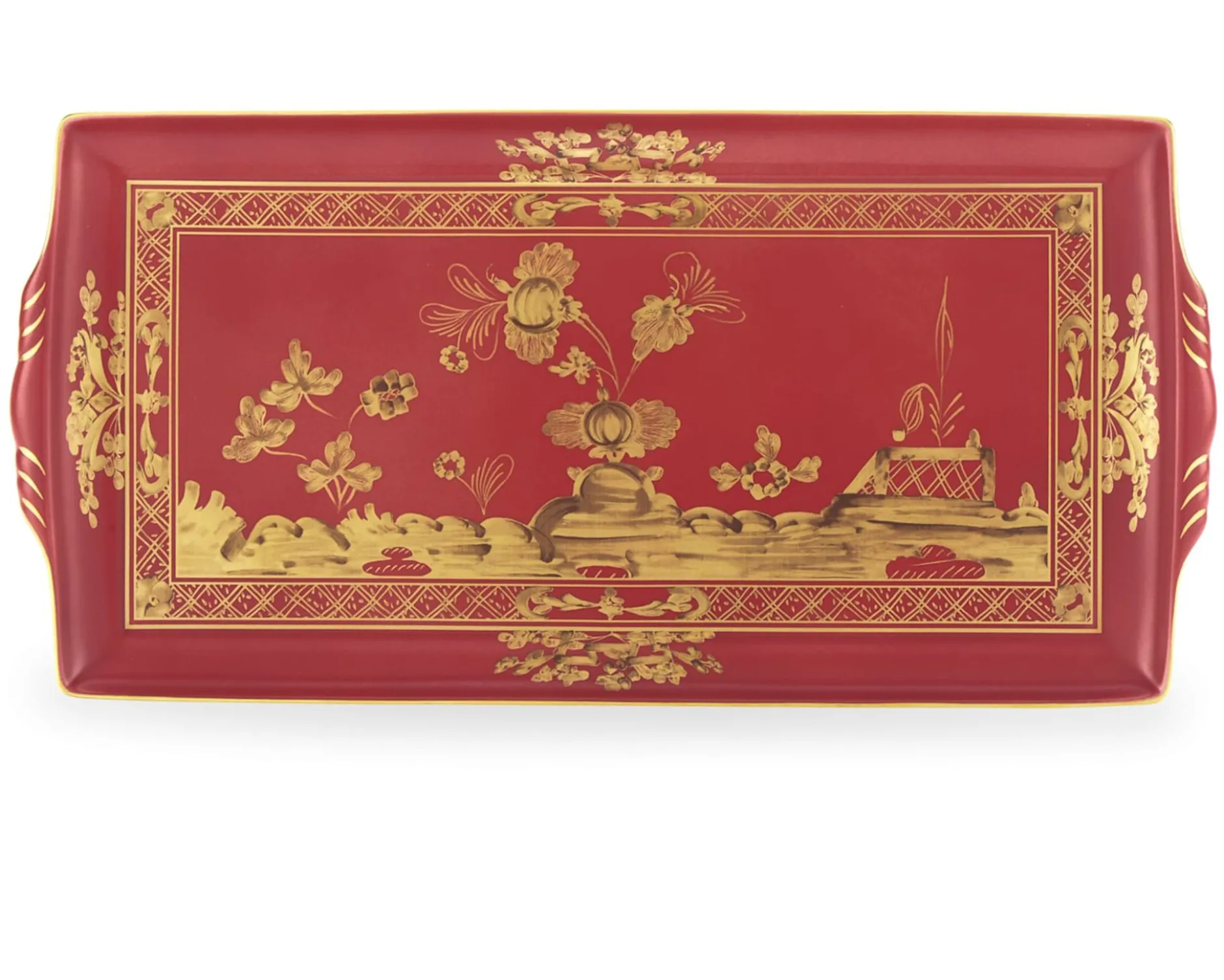 Vassoio rettangolare oriente italiano rubrum porcellana Richard ginori