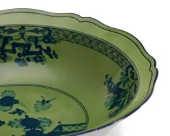 Vassoio rotondo fondo oriente italiano malachite porcellana Richard ginori