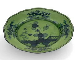 Vassoio rotondo oriente italiano malachite porcellana Richard ginori