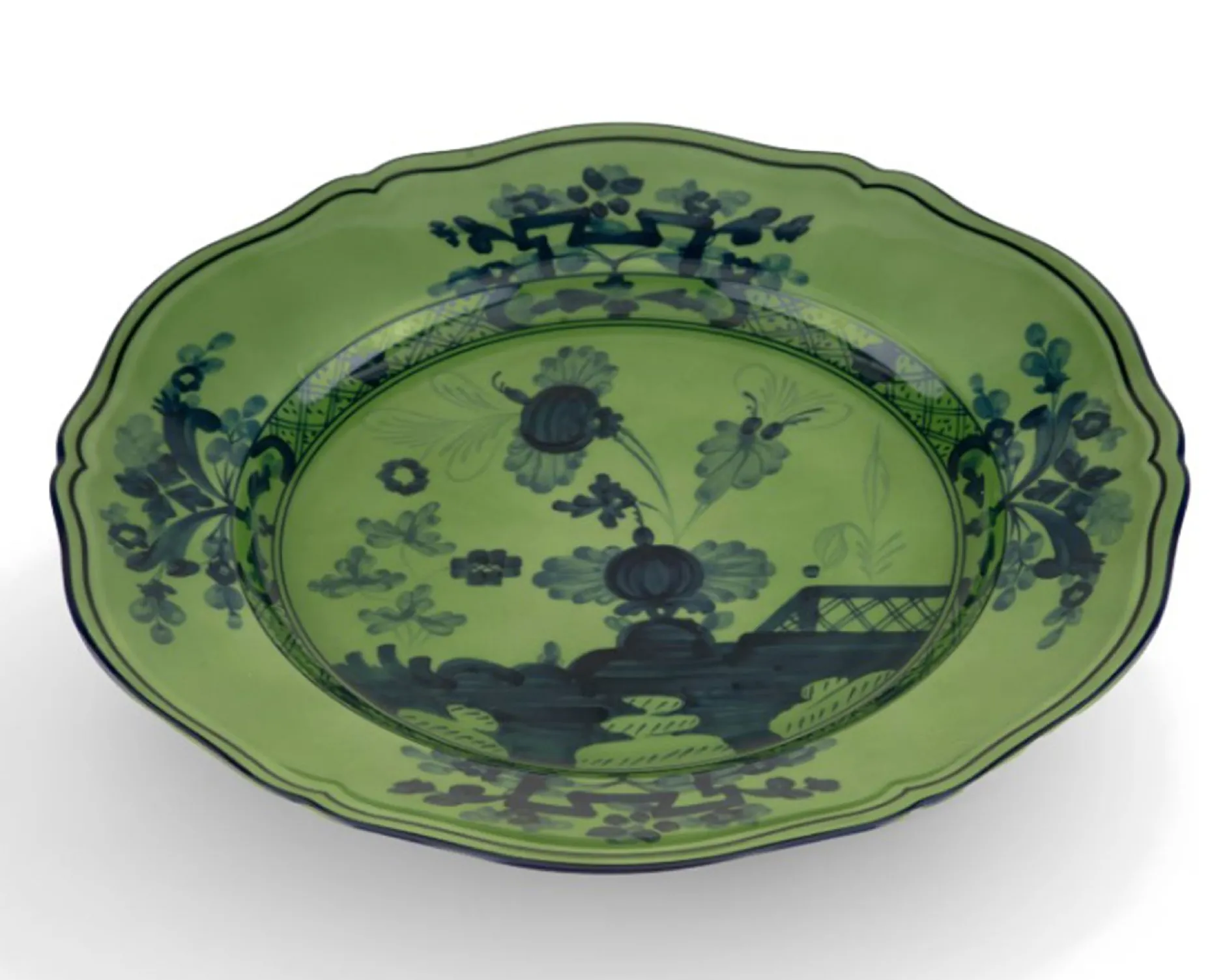 Vassoio rotondo oriente italiano malachite porcellana Richard ginori