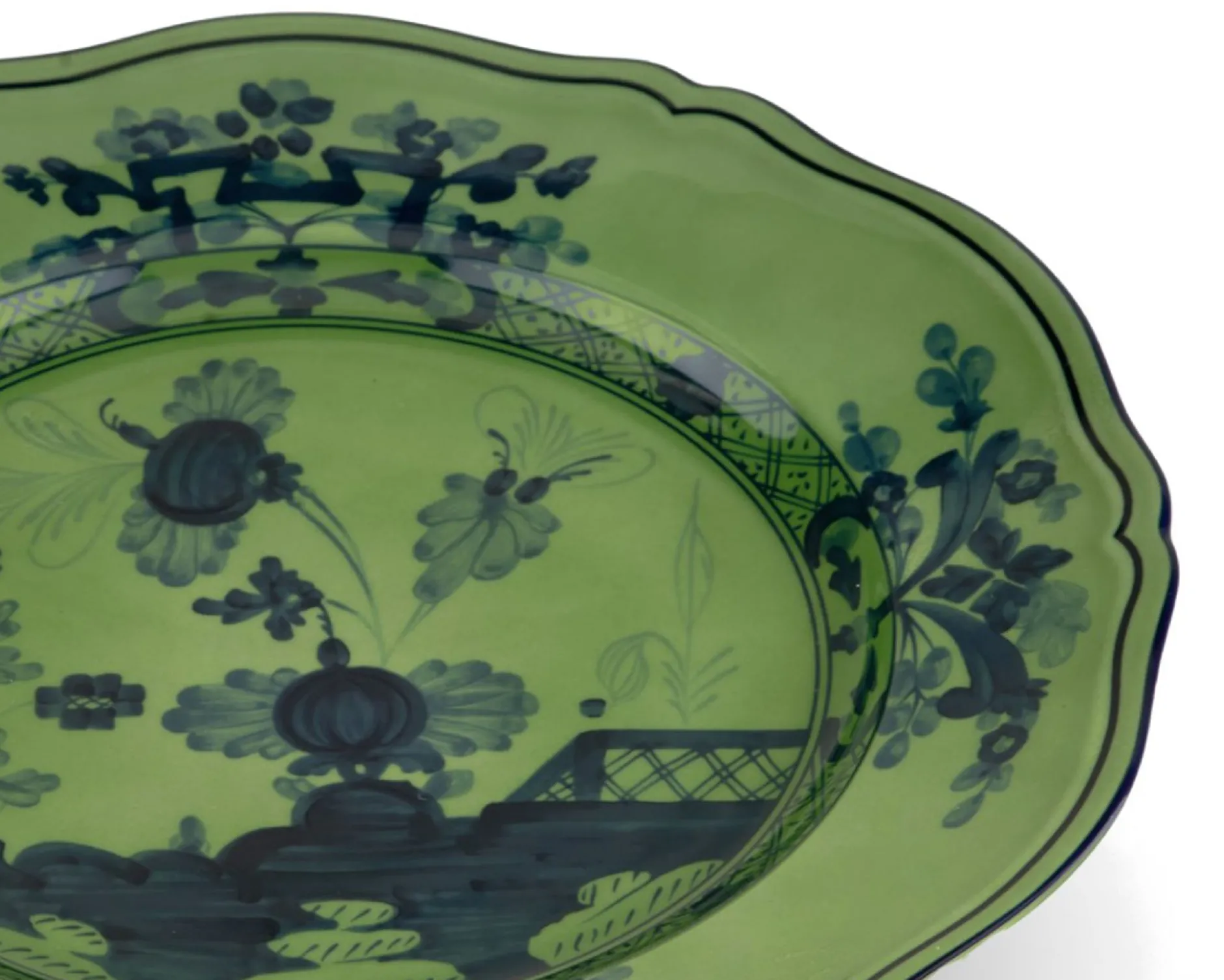 Vassoio rotondo oriente italiano malachite porcellana Richard ginori