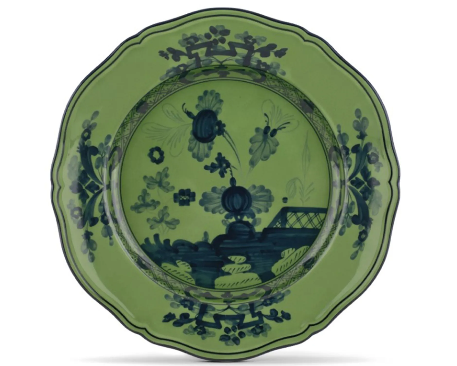 Vassoio rotondo oriente italiano malachite porcellana Richard ginori