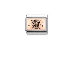 Vergine composable acciaio oro rosa 375 e smalto nero Nomination