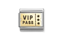 Vip pass composable acciaio oro e smalto Nomination